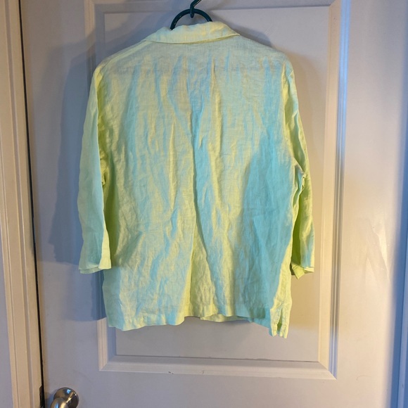 Lulu-B 100% Linen Lime Green Lagenlook Loose Top, size Large - Picture 5 of 10